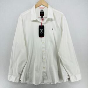 VICTORINOX Shirt Mens 2XL Swiss Army Villamont Poplin Stretch Cotton White NEW